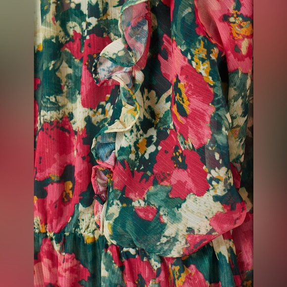 H&M Floral Green Ruffle Mini Dress – M – Excellent Condition - Picture 3 of 16